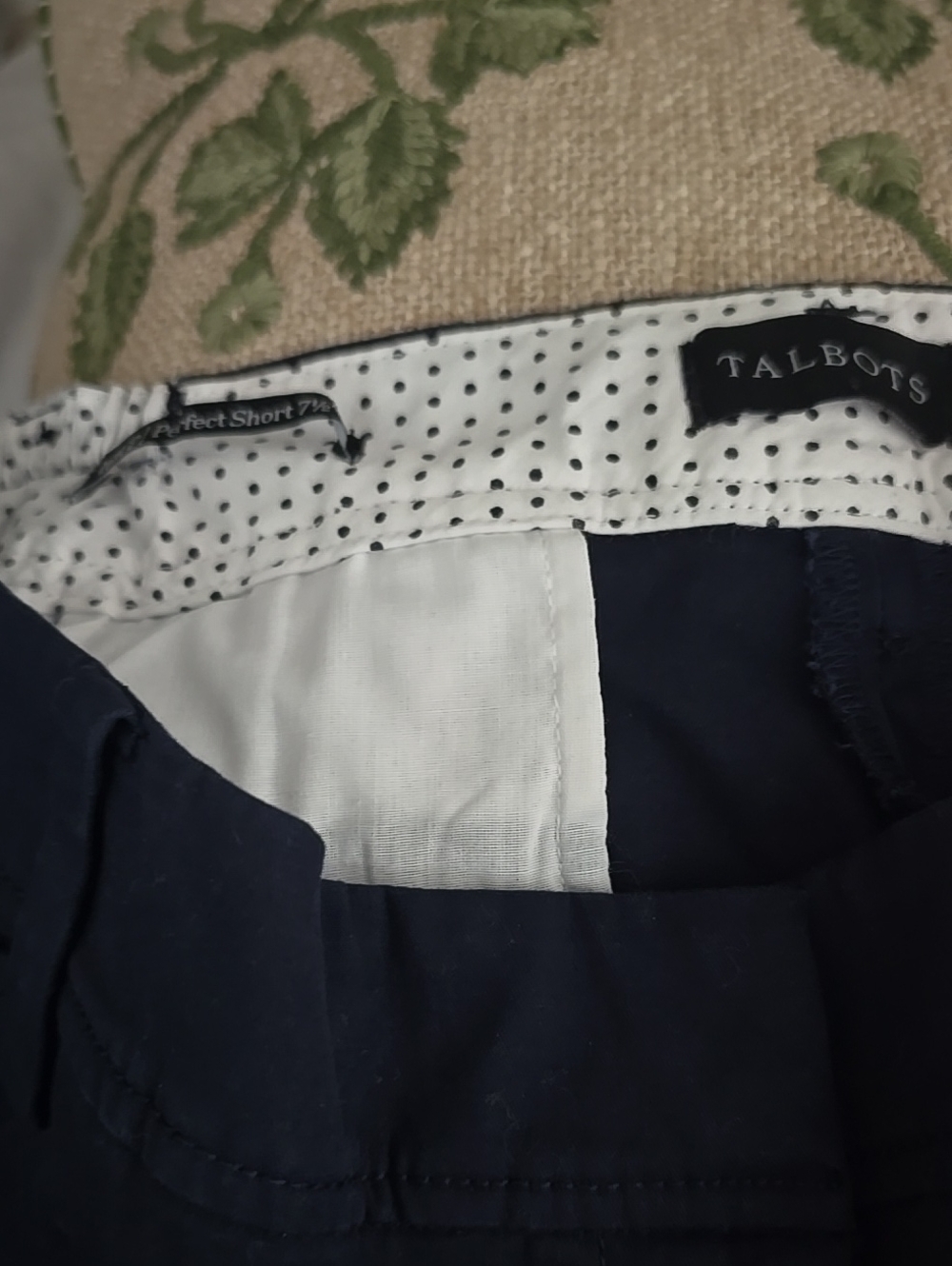 Talbots Navy Shorts with Polka Dot Waistband Detail